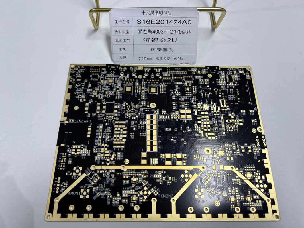 Goldfinger Rogers PCB Board 16 strati 100% passata la prova elettrica VIPPO Rogers+FR4 misto