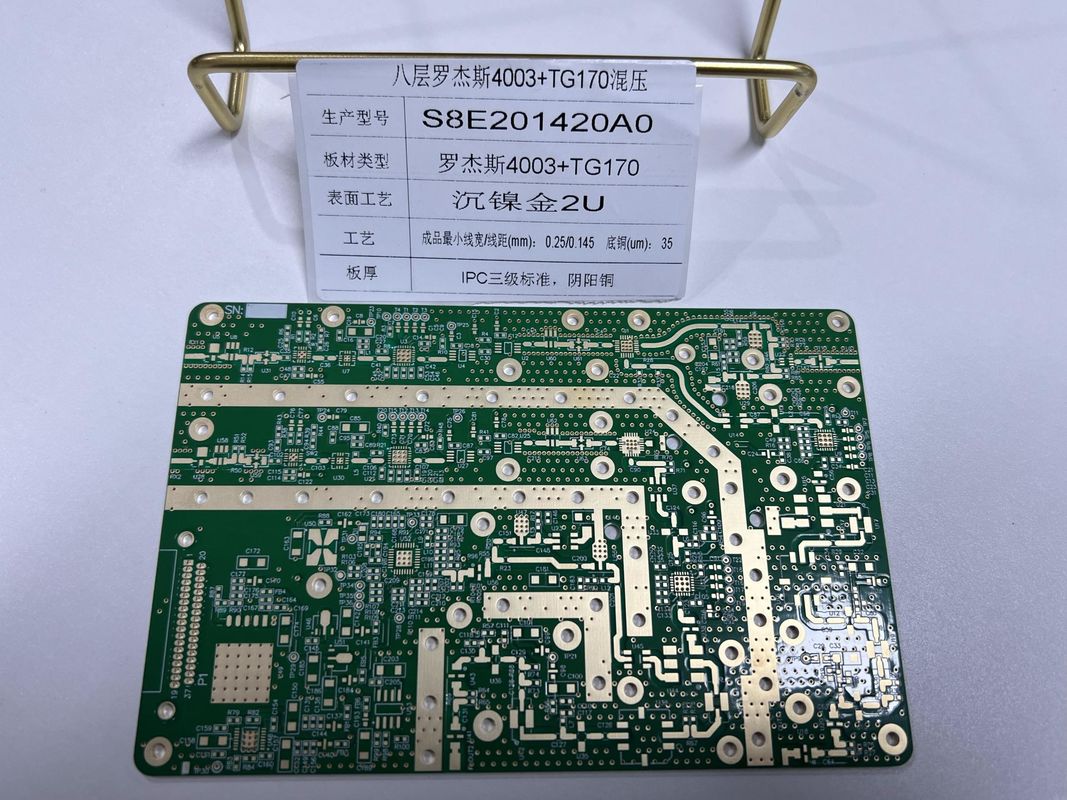 1.6mm Rogers Circuit Board 8 strati R4003+FR4 TG170 IPC3 Impedanza della miscela e VIPPO