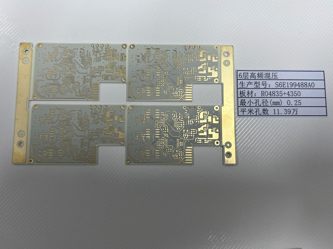 100% di prova elettrica Rogers PCB Board con finitura in oro 6 strati RO4835+4350 Miscela