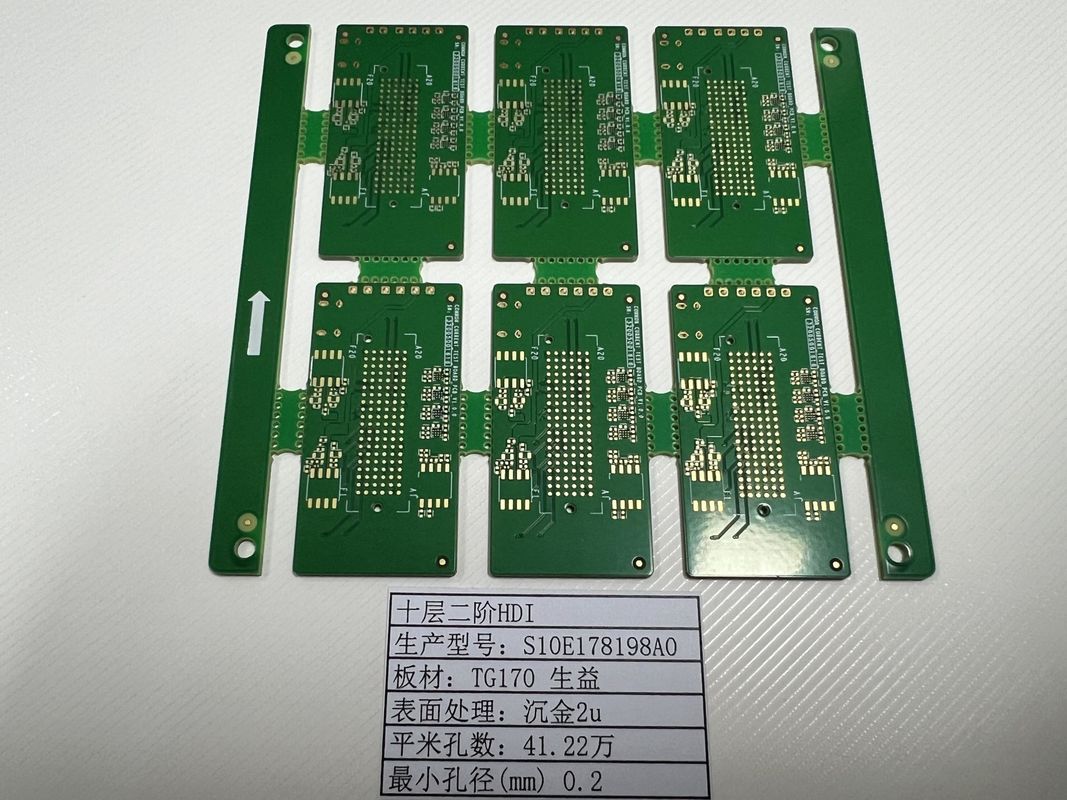10L HDI PCB Board 2+N+2 con traccia minima 3/3mil Board 0.4-3.2mm SHENGYI TG170 ENIG3-8U