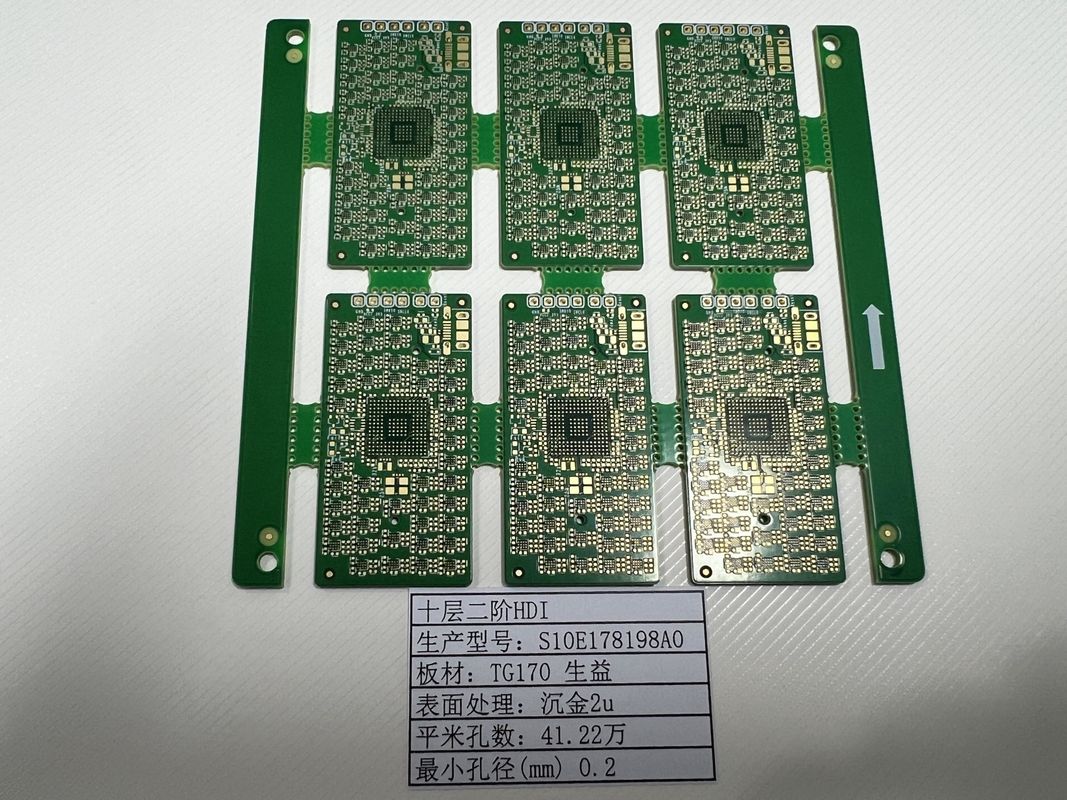 OEM HDI Circuit Board 10 strato 2+N+2 X Ray Tested Ultra Thin 0.2mm-6.00mm