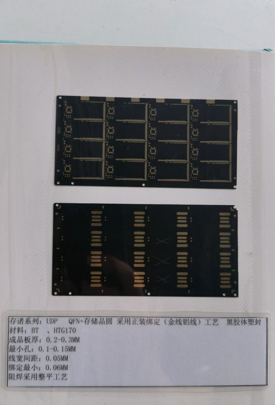 Maschera di saldatura nera rigida a 2 strati PCB 0.1mm Trace Spacing IC Substrati scheda SD senza materiali BT